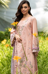 Luxury Lawn VoII By Elaf Unstitched Lawn Embroidered 3 Piece Suit - ELFLXL-6A- Blushing Rose - Summer Collection