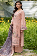 Luxury Lawn VoII By Elaf Unstitched Lawn Embroidered 3 Piece Suit - ELFLXL-6A- Blushing Rose - Summer Collection