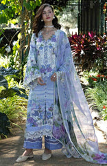 Signature By Elaf Unstitched Lawn Embroidered 3 Piece Suit - ELFSGN -6A- Moonlit  Petals - Summer Collection