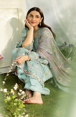 Luxury Lawn VoII By Elaf Unstitched Lawn Embroidered 3 Piece Suit - ELFLXL-6B- Mint Story- Summer Collection
