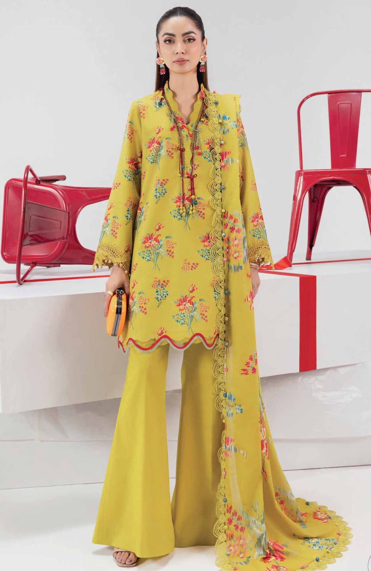 Mbasic by Maria B Unstitched Lawn Embroidered 3 Piece Suit - MBSCL-6B -  Summer Collection