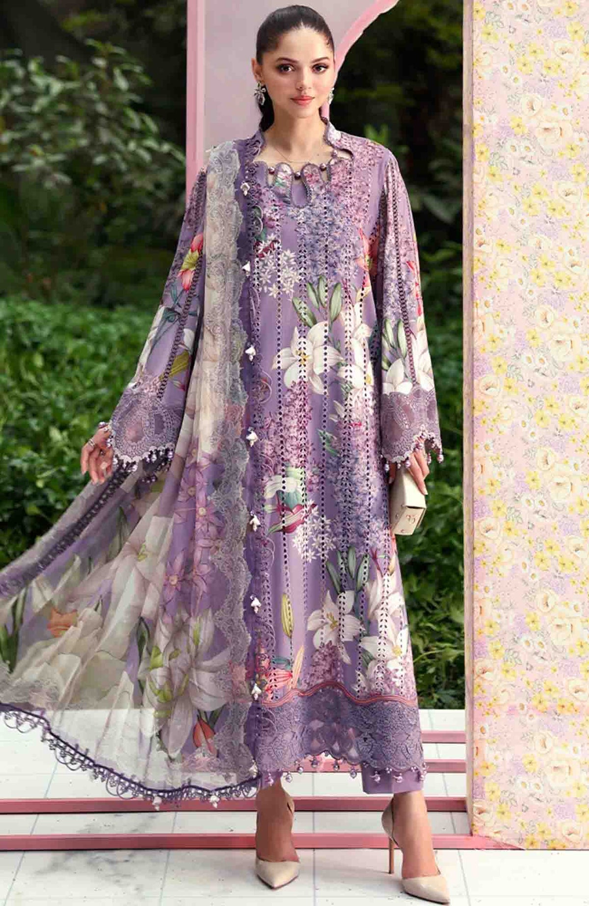 M Prints Eid II- By Maria B Unstitched Lawn Prints 3 Piece Suit  - MBMPEIDII-6B- Summer Collection