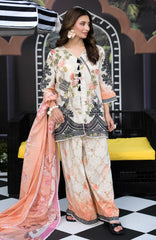 Luxury Lawn By Regalia Unstitched  Lawn Embroidered 3 Piece Suit  - RGLASIBLXL-05- Peach Pari- Summer Collection