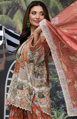 Luxury Printed Lawn By Regalia Unstitched  Lawn Printed 3 Piece Suit  - RGLASIBPRT-04- Coral Chand- Summer Collection