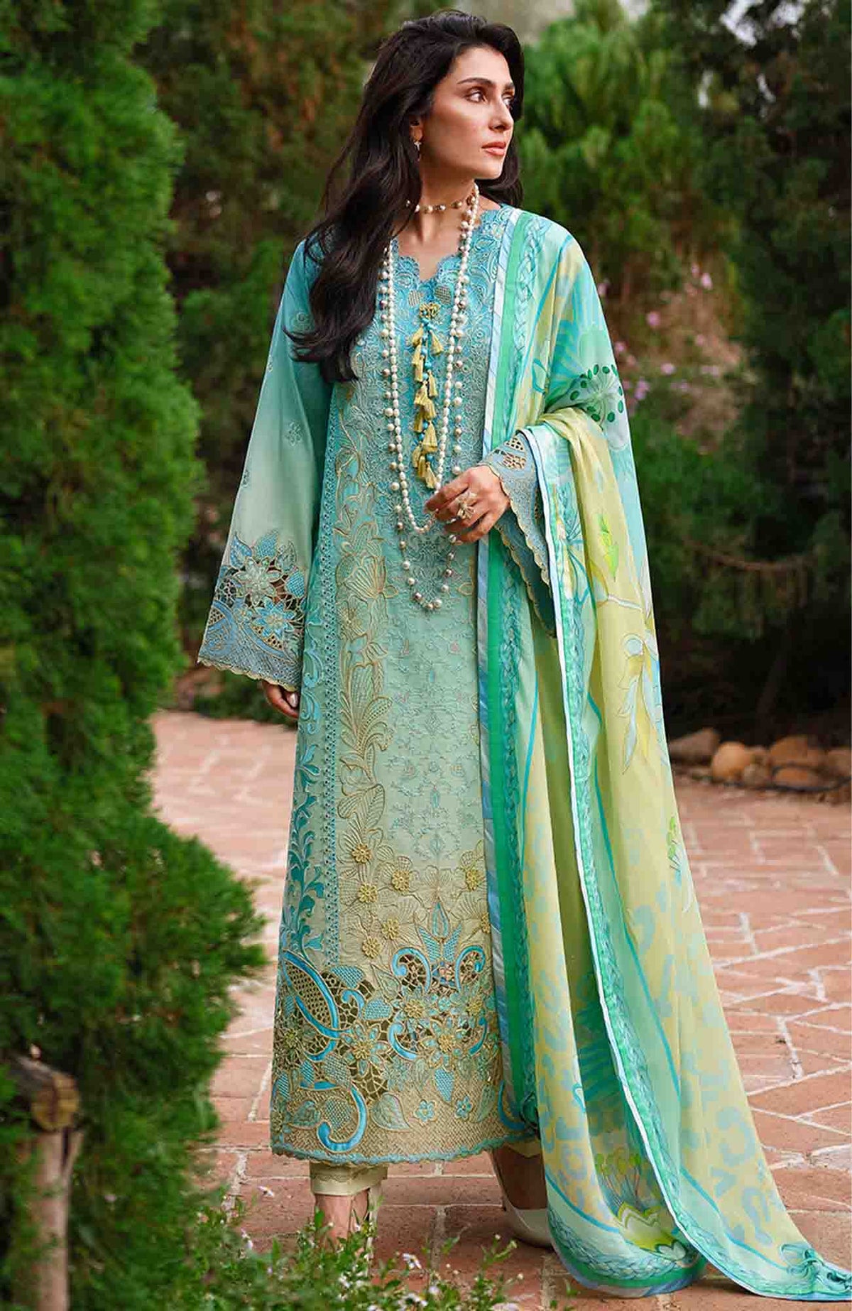 A Moi - Held By Love By Mushq Unstitched Luxury Lawn Embroidered 3 Piece Suit - MQHMAM-06- Whispering Winds -  Summer Collection
