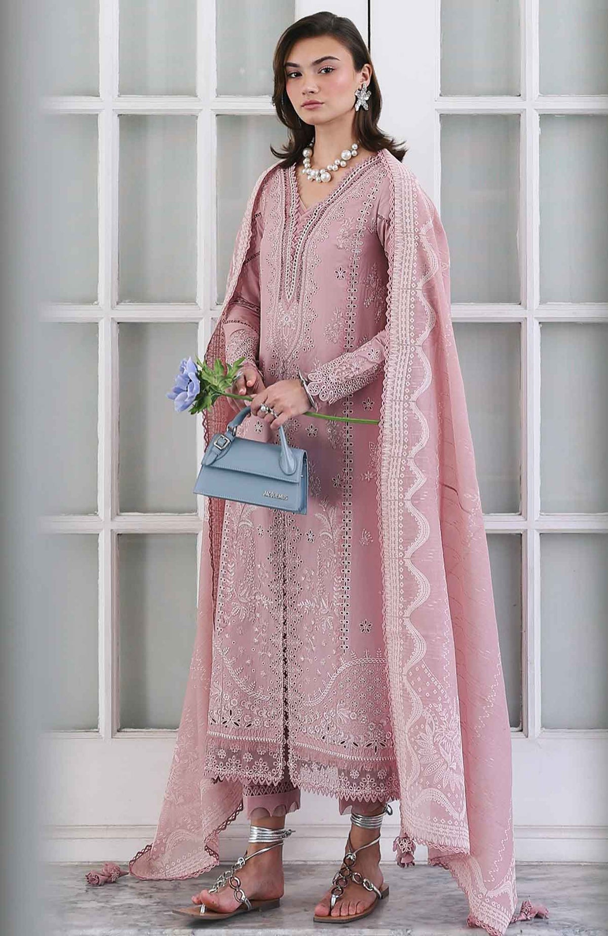 Qline by Qalamkar  Unstitched Lawn Embroidered 3 Piece Suit - QLMQDL-6- Noore -  Summer Collection