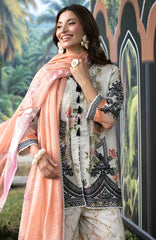Luxury Lawn By Regalia Unstitched  Lawn Embroidered 3 Piece Suit  - RGLASIBLXL-05- Peach Pari- Summer Collection
