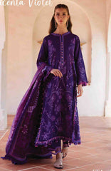 Luxury Lawn By Farah Talib Aziz Unstitched Lawn Embroidered 3 Piece Suit - FTALXL-06- Vicenta Violet - Summer Collection