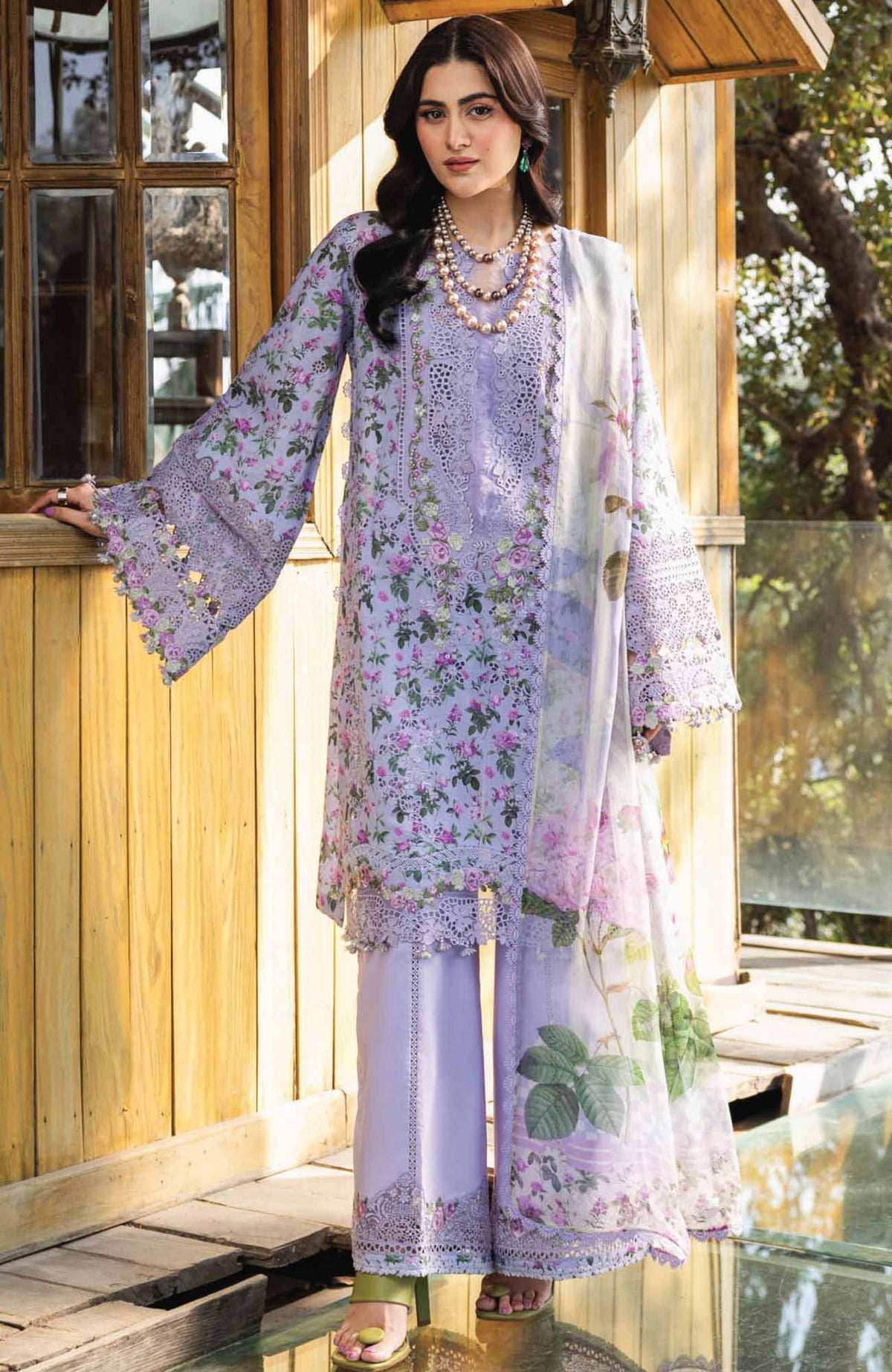 Chikankari by Elaf Unstitched Lawn Embroidered 3 Piece Suit - ELFCKL6B- Iris -Summer Collection