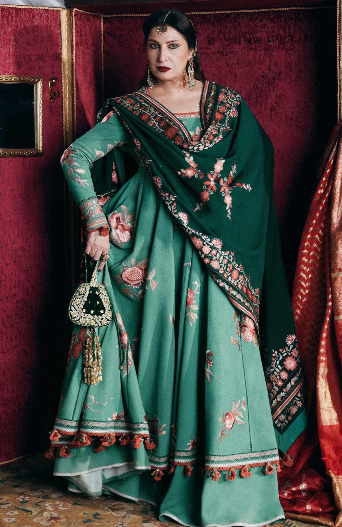 Kot Radha Kishan - Into The South By Hussain Rehar Unstitched Karandi  3 Piece Suit- HRKRKRDW- Zeba - Winter Collection