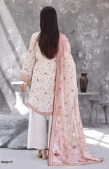 Maya Cambric Vol 1  BY Aizal Ready to wear Printed 3 Piece Suit -AZLV1MYA -05- Ivory Pink Floral-  Winter Collection