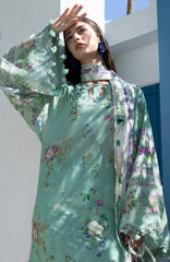 Santorini by Elaf Unstitched Lawn Printed 3 Piece Unstitched Suit - ELFSAN7A- Teal Me- Summer Collection