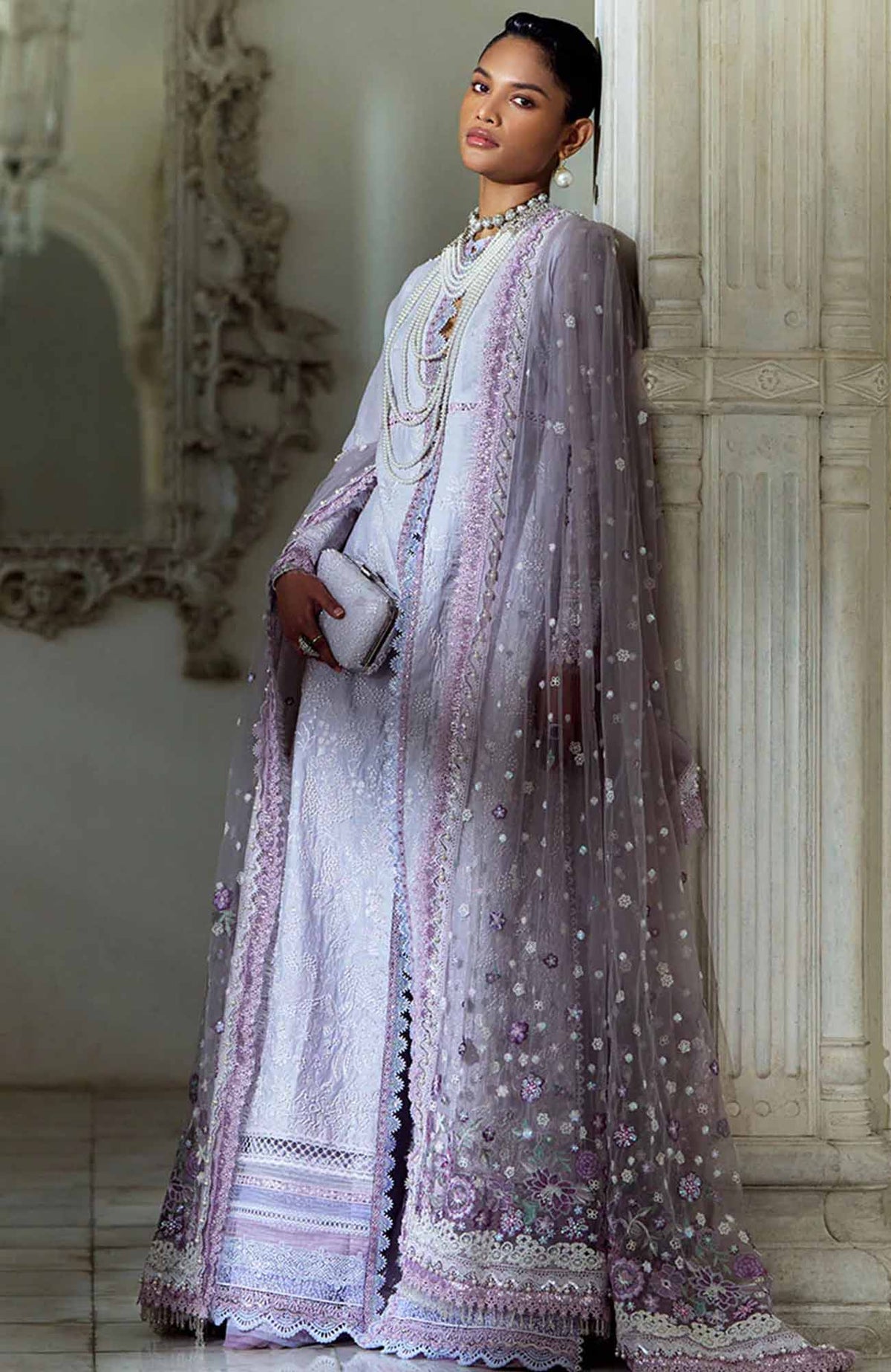 Luxury Lawn By Sobia Nazir Unstitched Lawn Embriodered 3 Piece Suit - SNLEL-7A- Summer Collection