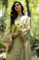 Luxury Lawn VoII By Elaf Unstitched Lawn Embroidered 3 Piece Suit - ELFLXL-7A- Butter Yellow - Summer Collection