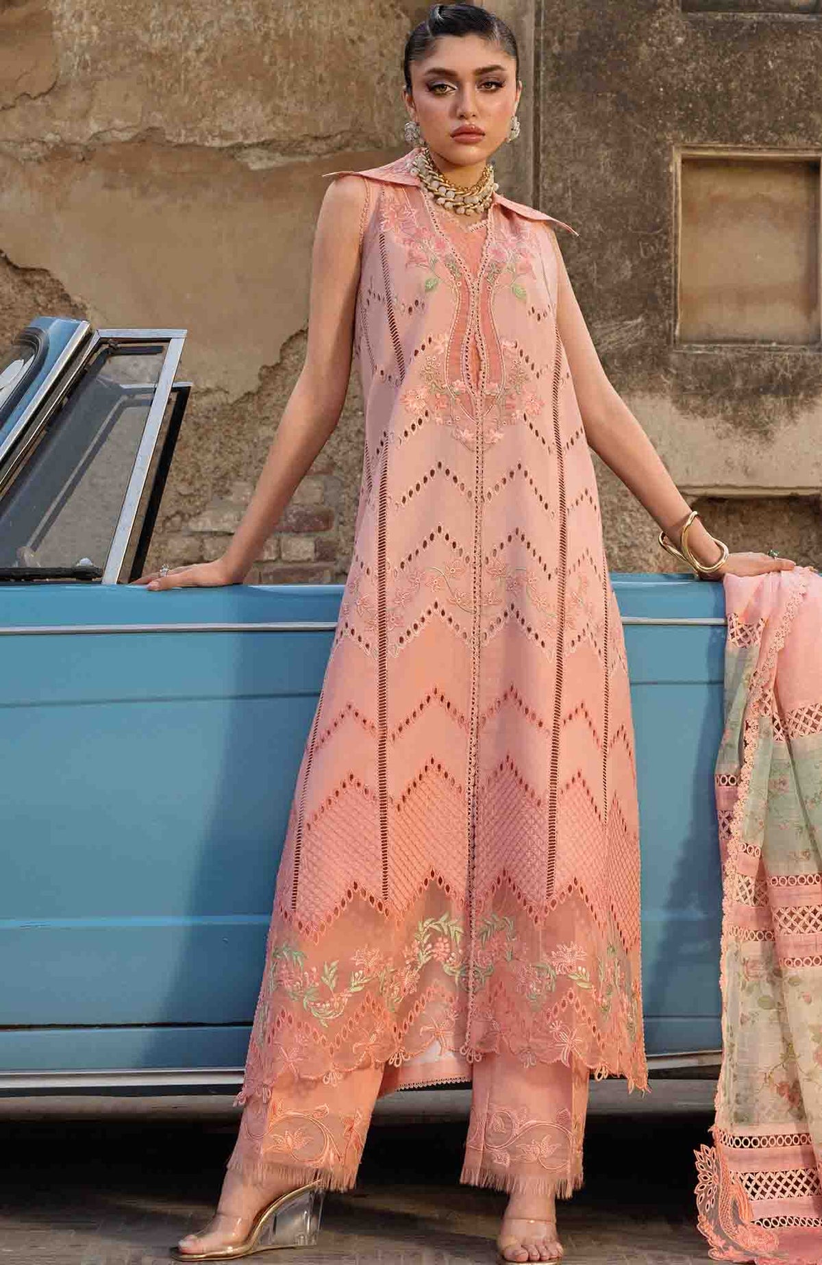 Bloom  By Saira Shakira Unstitched Lawn Embroidered 3 Piece Suits- SRSKBLM-7A- Ambre- Summer Collection