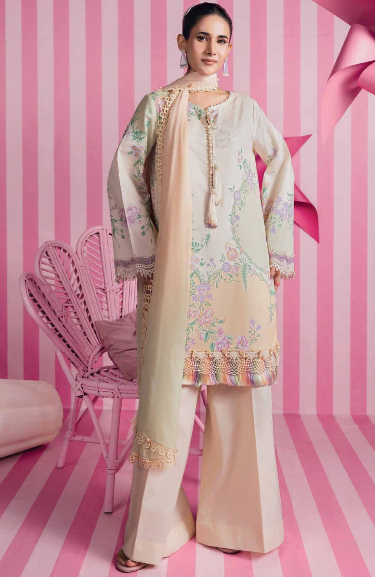 Mbasic by Maria B Unstitched Lawn Embroidered 3 Piece Suit - MBSCL-7A -  Summer Collection