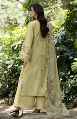 Luxury Lawn VoII By Elaf Unstitched Lawn Embroidered 3 Piece Suit - ELFLXL-7A- Butter Yellow - Summer Collection