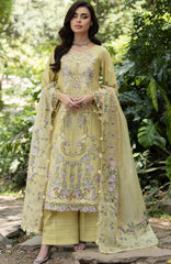 Luxury Lawn VoII By Elaf Unstitched Lawn Embroidered 3 Piece Suit - ELFLXL-7A- Butter Yellow - Summer Collection