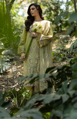 Luxury Lawn VoII By Elaf Unstitched Lawn Embroidered 3 Piece Suit - ELFLXL-7A- Butter Yellow - Summer Collection