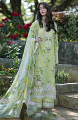 Signature By Elaf Unstitched Lawn Embroidered 3 Piece Suit - ELFSGN -7A- Ivory Season - Summer Collection