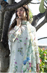 Santorini by Elaf Unstitched Lawn Printed 3 Piece Unstitched Suit - ELFSAN7B- Moon Flower- Summer Collection