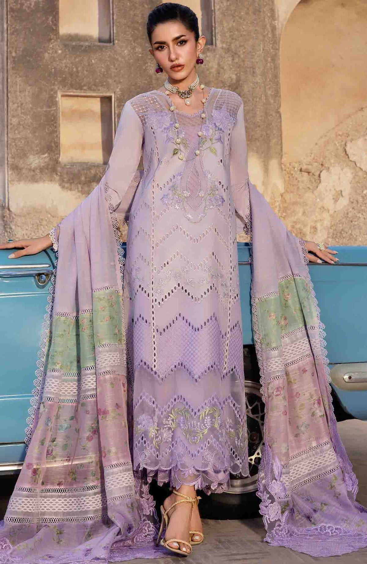 Bloom  By Saira Shakira Unstitched Lawn Embroidered 3 Piece Suits- SRSKBLM-7B- Ambre- Summer Collection
