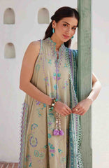 Luxury Lawn By Farah Talib Aziz Unstitched Lawn Embroidered 3 Piece Suit - FTALXL-07- Valeria Olive - Summer Collection