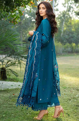 Luxury By Elaf Unstitched Lawn Embroidered 3 Piece Suit - ELFLXL-6- Sapphire - Summer Collection