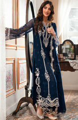 Eid Ensembles By Azure Unstitched Lawn Embroidered 3 Piece Suit - AZRESL140- Stellar Blue - Summer Collection