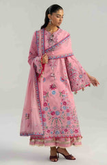 Zan By Hussain Rehar Unstitched Lawn Embroidered 3 Piece Suit -HRZANLXL-11- Pembe- Summer Collection