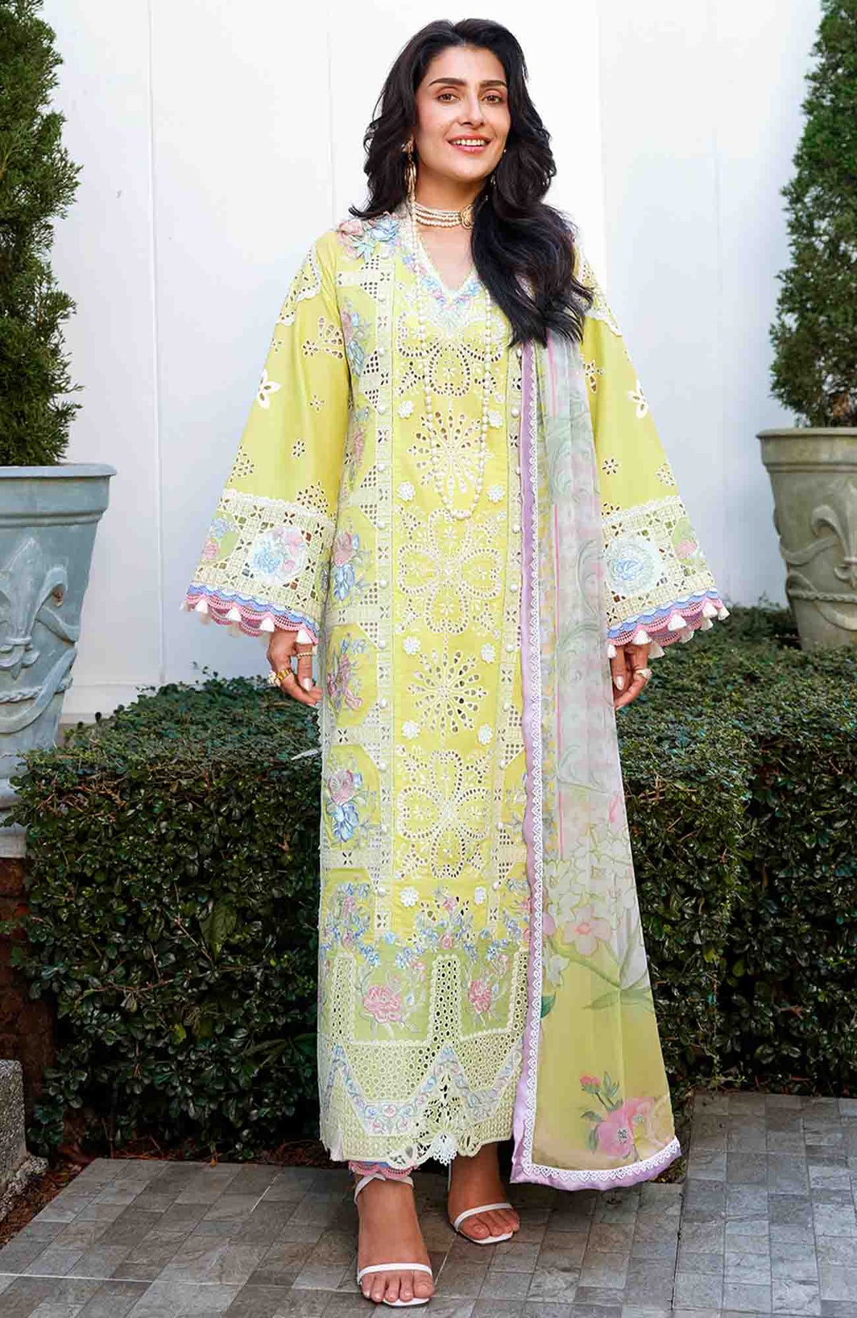 A Moi - Held By Love By Mushq Unstitched Luxury Lawn Embroidered 3 Piece Suit - MQHMAM-07- Tender Whisper- Summer Collection