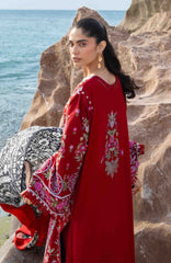 Siraa Lawn by Sadaf Fawad Khan Embroidered Suit Unstitched 3 Piece - SFKSIL07- Laal - Summer Collection