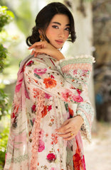 Signature Vol- II By Elaf Unstitched Lawn Embroidered 3 Piece Suit - ELFSGNV2-4A- Claire - Summer Collection