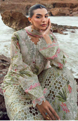 Nureh Gardenia Unstitched Lawn Embroidered 3 Piece Suit - NRGRDL2-07- Summer Collection