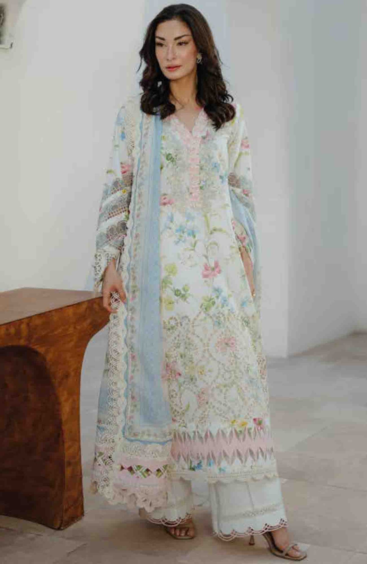 Summer Dream By Manara Unstitched Lawn Embroidered 3 Piece Suit - MNMSDRL-07- White Guara-Summer Collection