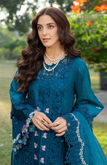 Luxury By Elaf Unstitched Lawn Embroidered 3 Piece Suit - ELFLXL-6- Sapphire - Summer Collection