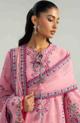 Zan By Hussain Rehar Unstitched Lawn Embroidered 3 Piece Suit -HRZANLXL-11- Pembe- Summer Collection