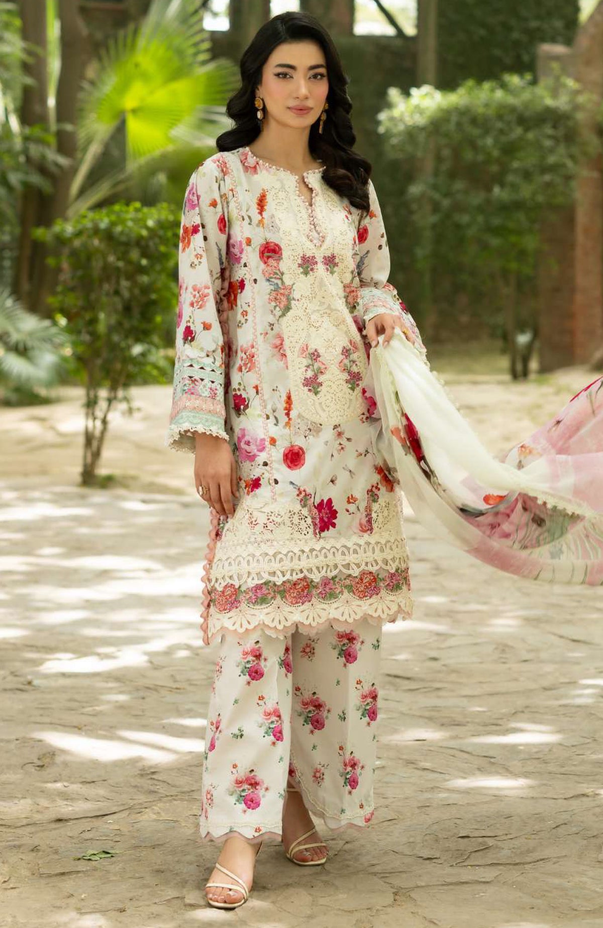 Signature Vol- II By Elaf Unstitched Lawn Embroidered 3 Piece Suit - ELFSGNV2-4A- Claire - Summer Collection