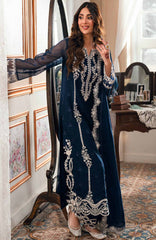 Eid Ensembles By Azure Unstitched Lawn Embroidered 3 Piece Suit - AZRESL140- Stellar Blue - Summer Collection