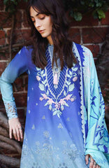 Solace Ombre Chikankari By Mushq Unstitched Lawn Embroidered 3 Piece Suit - MQHMSOCK- Moonlit Ease- Summer Collection