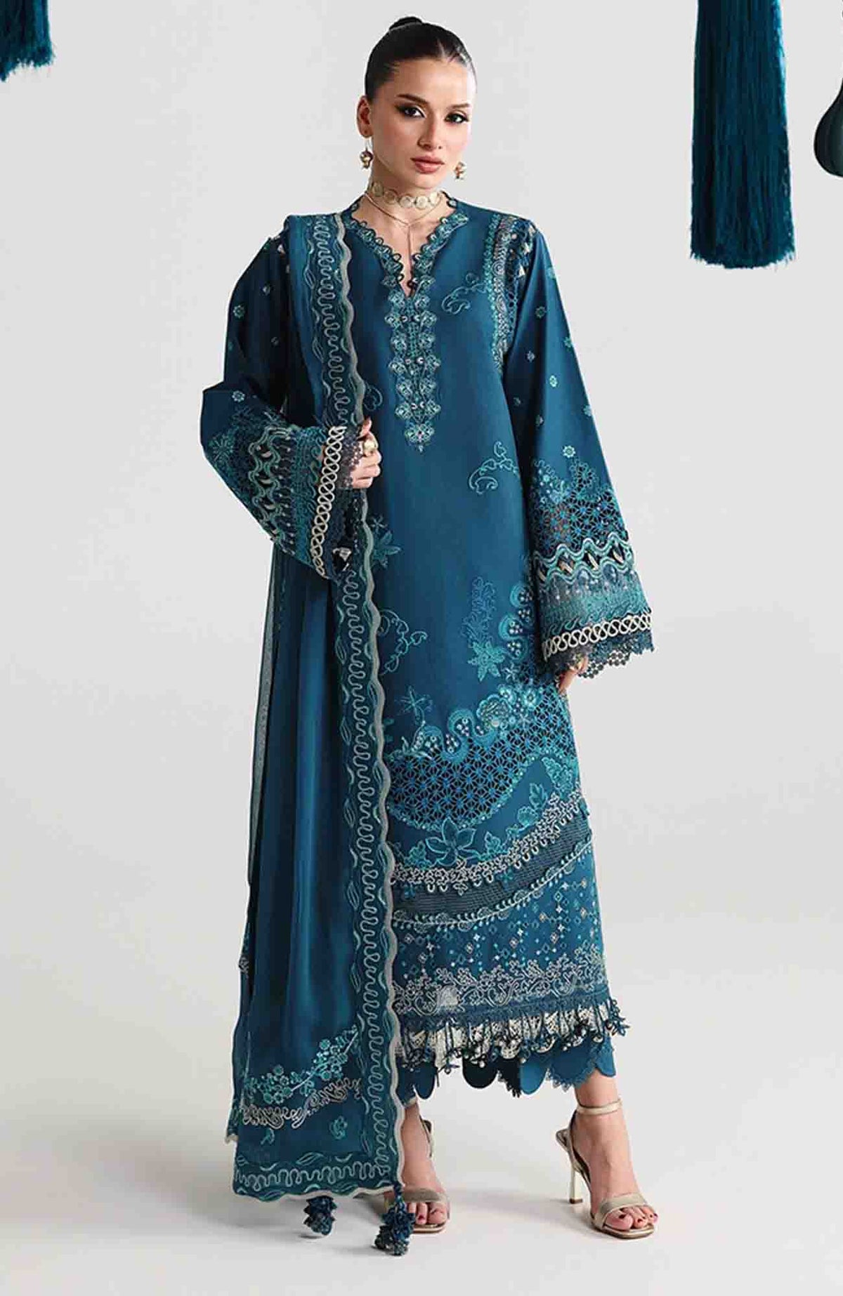 Festive Lawn By Qalamkar Unstitched Lawn Embroidered 3 Piece Suit  - QLMFSTL-07-Kaisa - Summer Collection