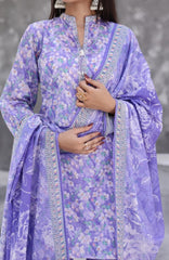 Maya Cambric Vol 1  BY Aizal Ready to wear Printed 3 Piece Suit -AZLV1MYA -06- Lavender Floral-  Winter Collection