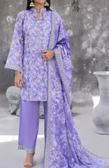 Maya Cambric Vol 1  BY Aizal Ready to wear Printed 3 Piece Suit -AZLV1MYA -06- Lavender Floral-  Winter Collection