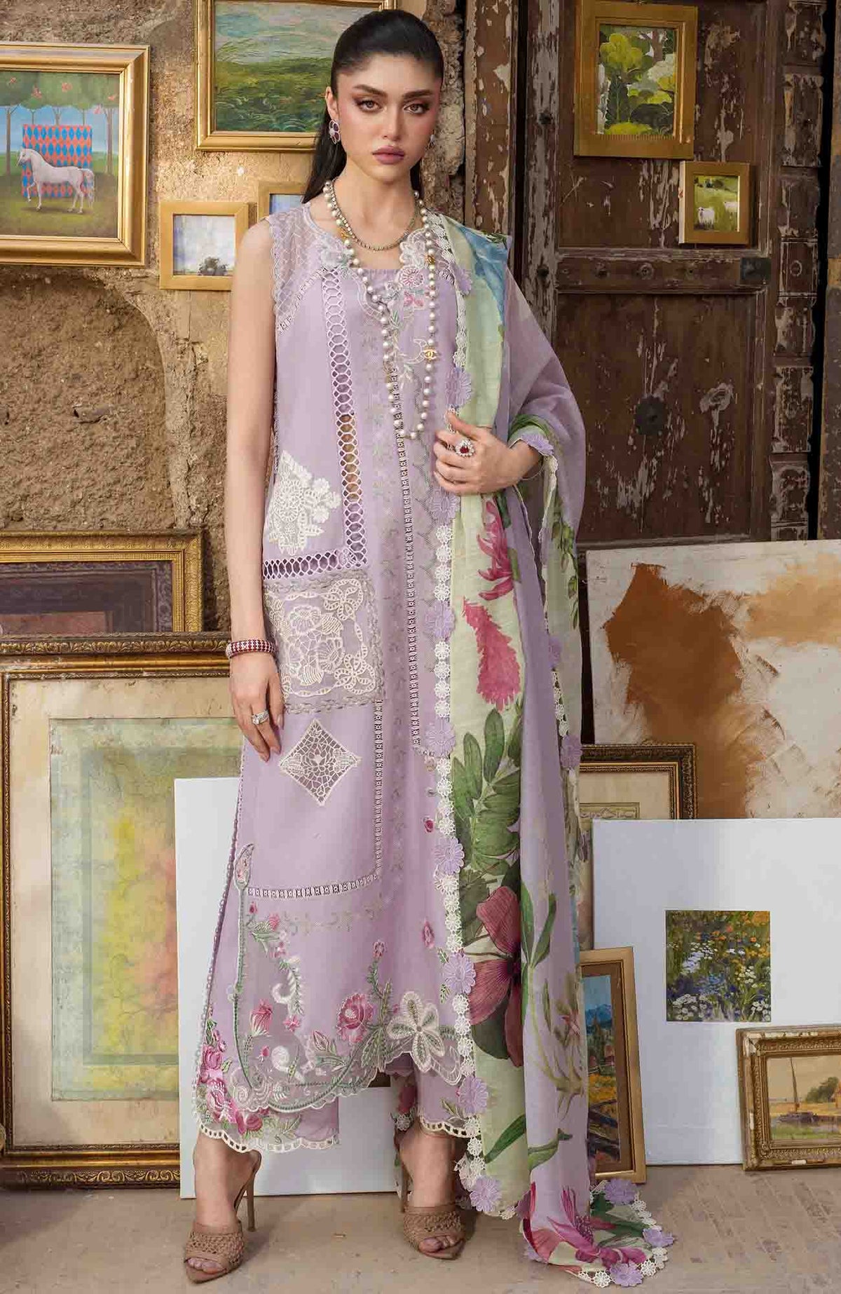 Bloom  By Saira Shakira Unstitched Lawn Embroidered 3 Piece Suits- SRSKBLM-8A- Iris- Summer Collection