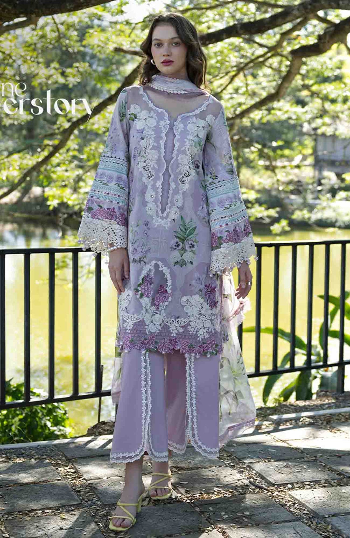 Signature By Elaf Unstitched Lawn Embroidered 3 Piece Suit - ELFSGN -8A- Juliette - Summer Collection
