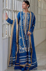 Luxury Lawn By Sobia Nazir Unstitched Lawn Embriodered 3 Piece Suit - SNLEL-8A- Summer Collection