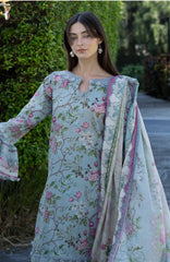 Santorini by Elaf Unstitched Lawn Printed 3 Piece Unstitched Suit - ELFSAN8A- Eirinr Bloom- Summer Collection