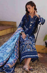 Luxury Lawn By Farah Talib Aziz Unstitched Lawn Embroidered 3 Piece Suit - FTALXL-08- Nia Navy - Summer Collection