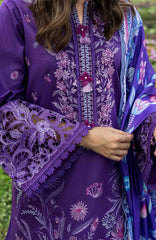 The Secret Garden - Hemline By Mushq Unstitched Lawn  Embroidered 3 Piece Suit MQHMSGL - 013 - Lily Veil -  Summer Collection