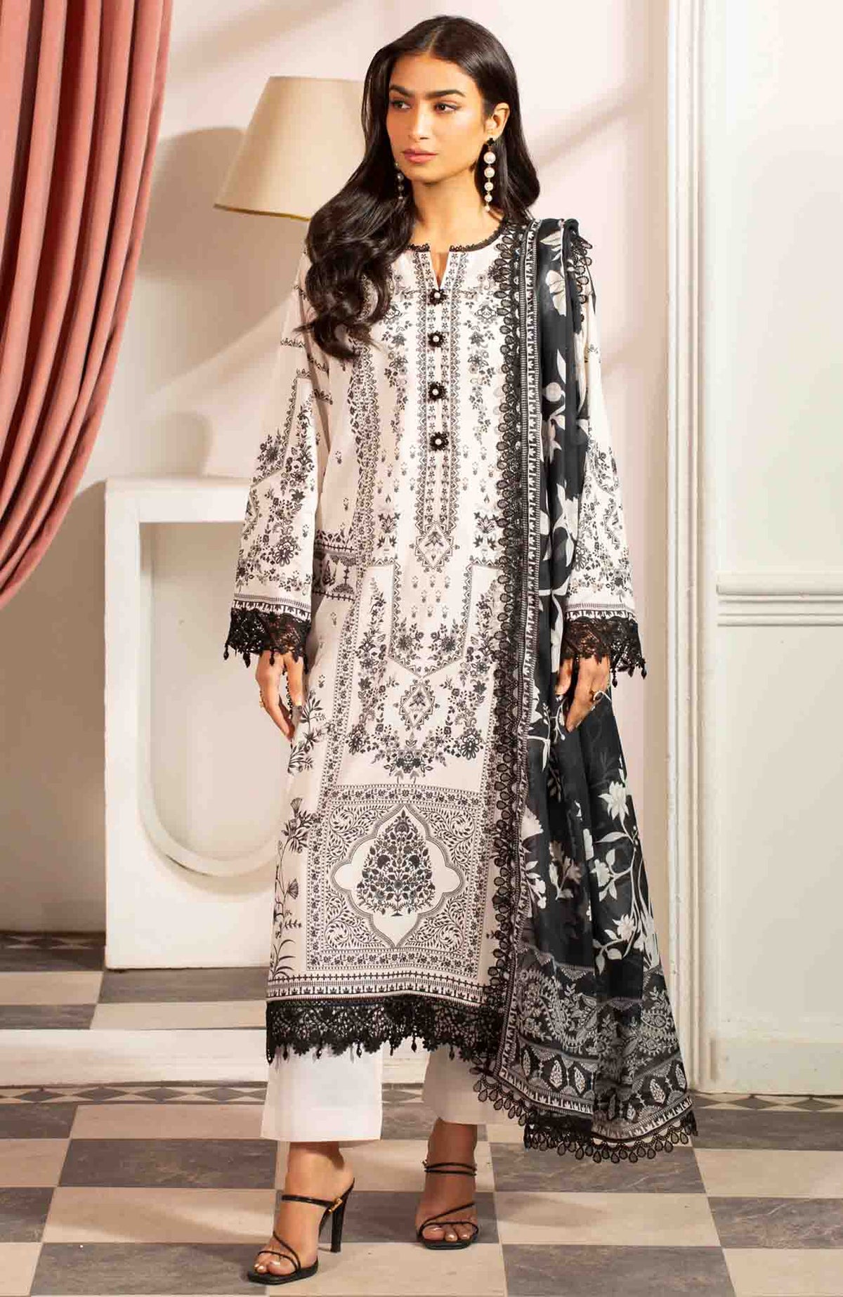 Mausummery Unstitched Lawn Printed 3 Piece Suit Vol-2 MUSV2L8 - Pearl- Summer Collection